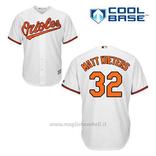 Maglia Baseball Uomo Baltimore Orioles 32 Matt Wieters Bianco 1ªCool Base